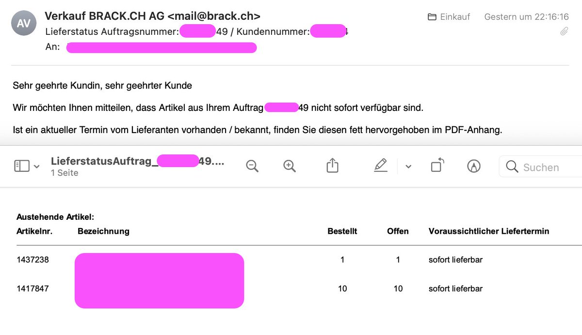 Liebes <a href="/brack/">BRACK.CH</a>, das eMail und das darin enthaltene PDF. Nicht verfügbar ⚡️ sofort lieferbar. #RoomForImprovement #GarbageMail