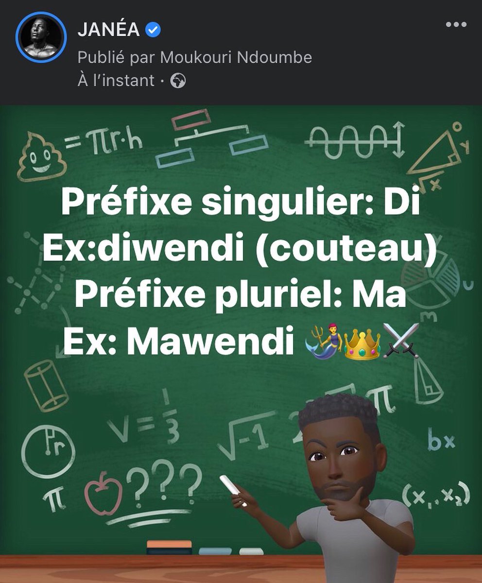JaneaOfficiel's tweet photo. 1: singulier 2:pluriel #Jesuisdualophone #coursdelangue #coursdedouala #prefixe ⚔️👑🧜 https://t.co/4dJz9Drjjx