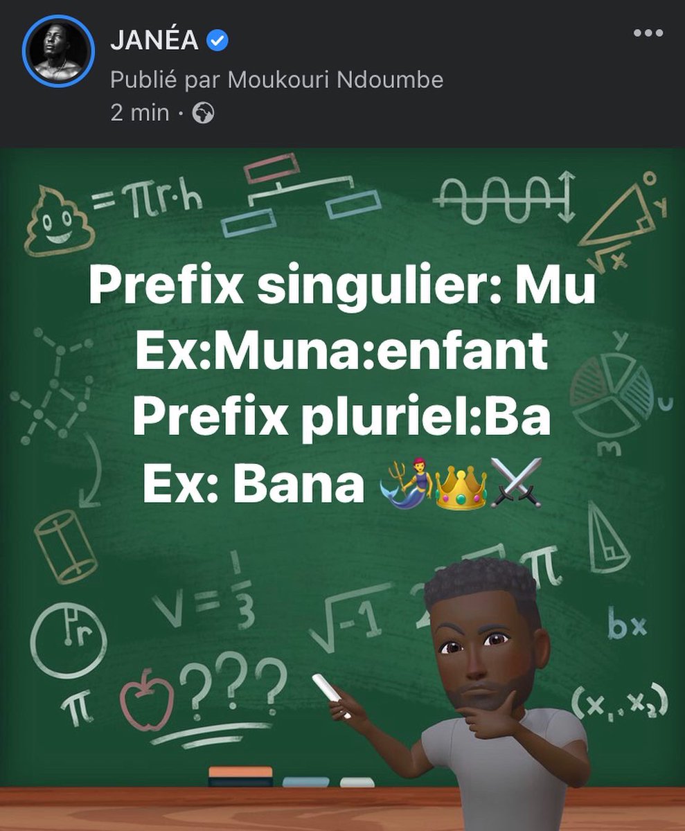 JaneaOfficiel's tweet photo. 1: singulier 2:pluriel #Jesuisdualophone #coursdelangue #coursdedouala #prefixe ⚔️👑🧜 https://t.co/4dJz9Drjjx