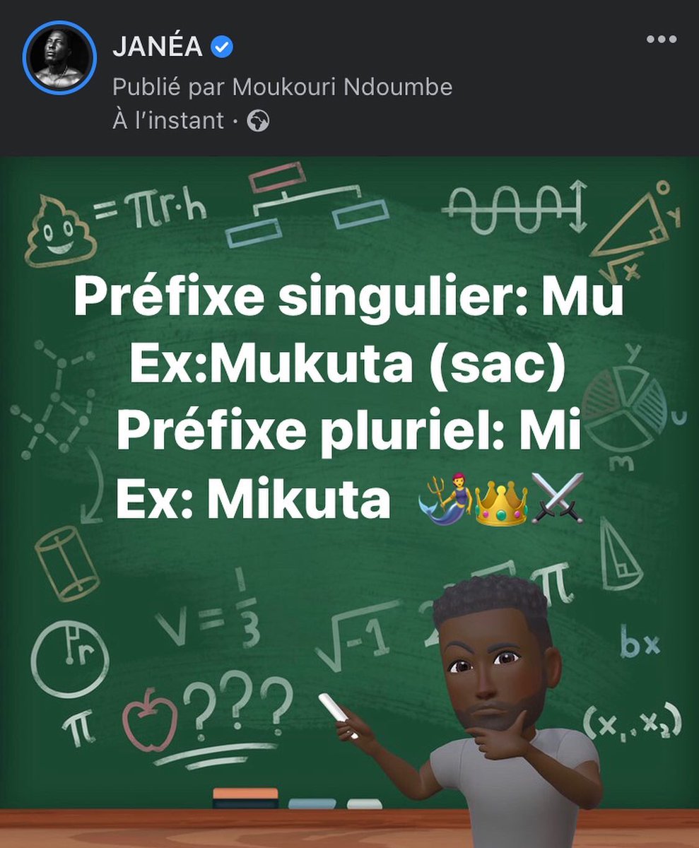 JaneaOfficiel's tweet photo. 1: singulier 2:pluriel #Jesuisdualophone #coursdelangue #coursdedouala #prefixe ⚔️👑🧜 https://t.co/4dJz9Drjjx