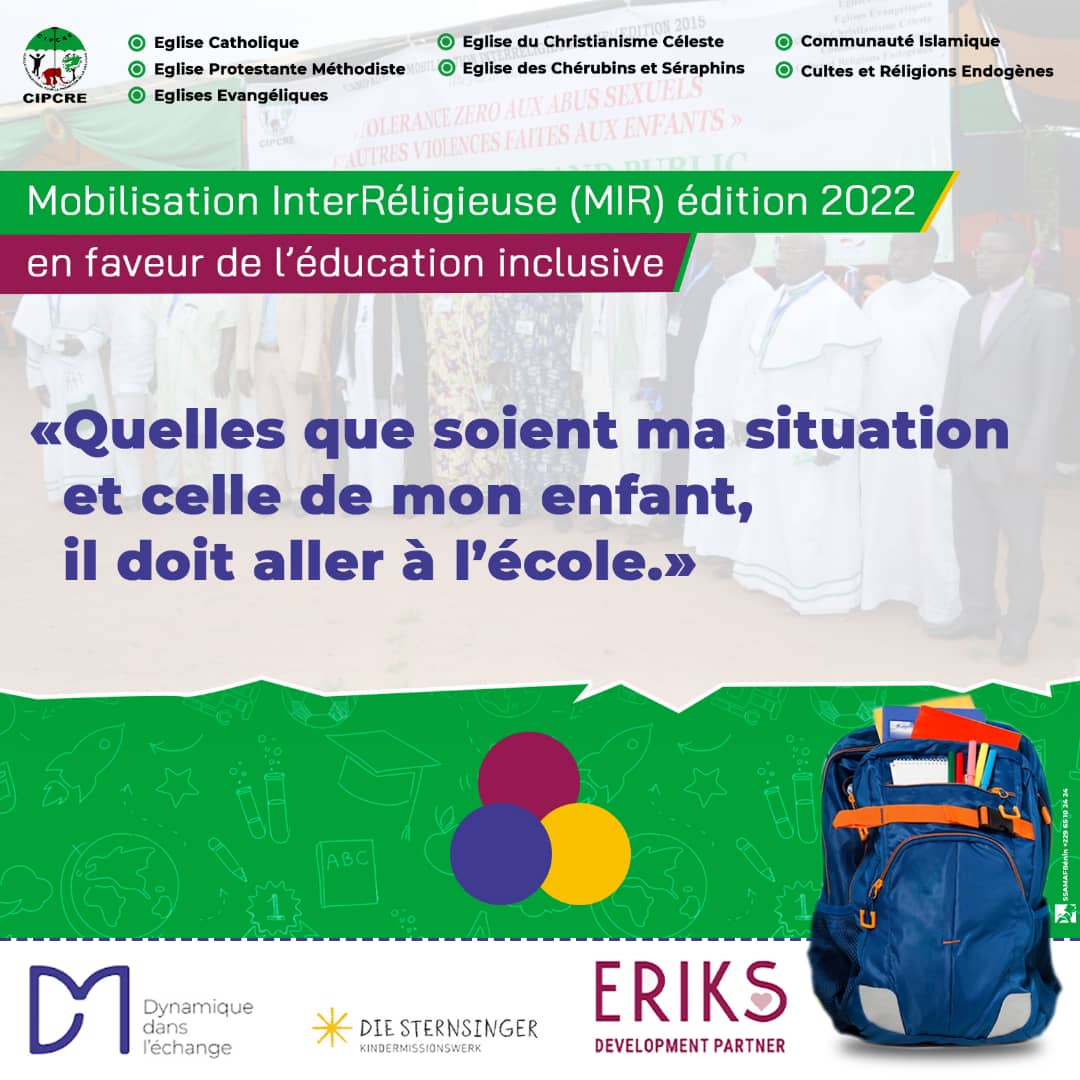 Tous les enfants ont le droit d'aller à l'école. Mobilisons nous pour une éducation inclusive au Bénin #mobilisationInterreligieuse <a href="/CipcreB/">CIPCRE-Bénin</a> <a href="/dmEchange/">Sukuna</a> <a href="/ERIKS/">Erik Schwartz</a> @kindermissionwerk