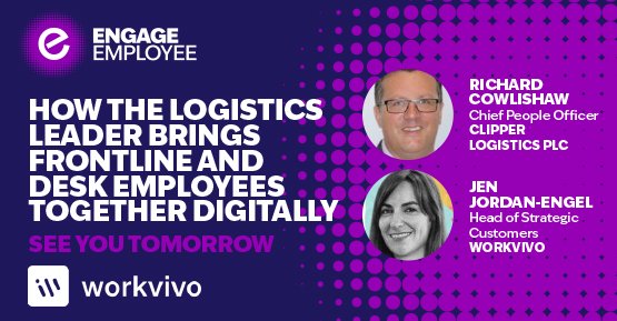 Engage Employee (@engageemployee) on Twitter photo Tomorrow we will be joined by <a href="/ClipperPlc/">Clipper Logistics plc</a> & <a href="/workvivo/">Workvivo - by Zoom</a> to hear how they have overcome their retention and engagement challenges, by using new strategies to engage their workforce.
See you tomorrow > Tomorrow we will be joined by <a href="/ClipperPlc/">Clipper Logistics plc</a> & <a href="/workvivo/">Workvivo - by Zoom</a> to hear how they have overcome their retention and engagement challenges, by using new strategies to engage their workforce.
See you tomorrow >