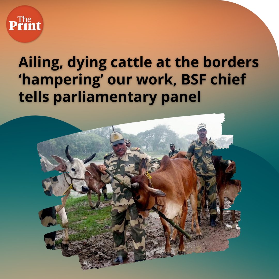 ThePrintIndia's tweet photo. BSF chief Pankaj Kumar Singh is learnt to have pointed to missive from Centre advocating that BSF take measures for ‘gau raksha’, as well as pressure from animal rights groups.

Abantika Ghosh @abantika77 and Bismee Taskin @MainaBismee report for ThePrint

https://t.co/BwyalU9LVY https://t.co/vjCvrxSJm0