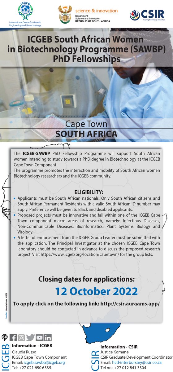 Biotechnology PhD fellowships for South African women  #biotechnology