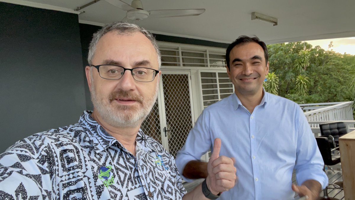BouadzeL's tweet photo. So excited to see my friend and colleague ⁦@B_Berdiyev⁩, UNDP DRR and 🇸🇧 Country Manager, under whose leadership UNDP deepened its partnerships and grew its development programme in Solomon Islands. 🥂🥥 https://t.co/ncZqUM56TS