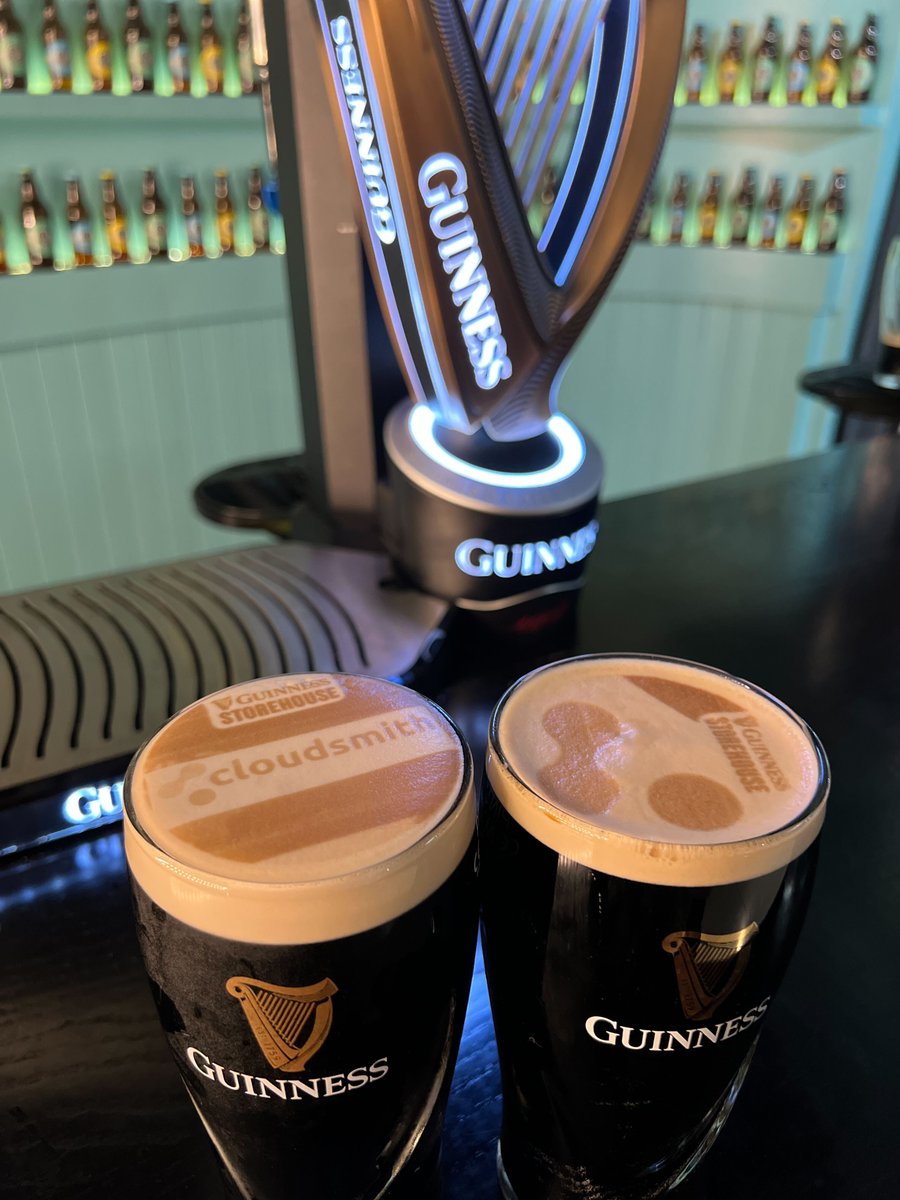 cloudsmith's tweet photo. The team had an awesome time at the #ossummit party last night at the Guinness Storehouse! Stop by our booth in the expo hall today starting at 10:45, we've got some awesome folks who would love to meet you and some sweet swag 🇮🇪 https://t.co/prERvf9HdC