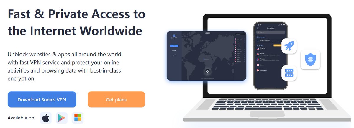 sonicsvpn's tweet photo. https://t.co/zg72Yey3Z6
Sonics VPN is a secure, fast and free VPN for Windows/iOS/Android.
Follow Sonics VPN on Twitter, be the first to know the latest product news and free giveaways #vpn https://t.co/fNb3yJfcNo