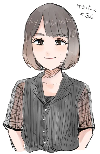 昨日お洋服紹介のコーナーなくて泣いたけど襟がジャケットぽいのかわいかったなという絵 