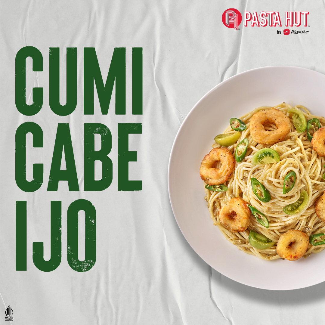 Pastahutid's tweet photo. Cobain pasta cita rasa lokal :)
Paduan spaghetti, Cumi renyah &amp; Saus Cabe hijau yang lezat. Pas buat kamu yang suka pedas🤤

Pasta Hut by Pizza Hut sudah tersedia di GoFood dan GrabFood :)

#PastaHut #PastaHutIndonesia #PastaHutbyPizzaHut #PastaPizzaHut #Spaghetti #CumiCabeIjo https://t.co/LU44od4eVI