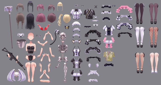 昔描いた、パーツを組み合わせてオリジナルメイドを作るアプリのイラスト④ 