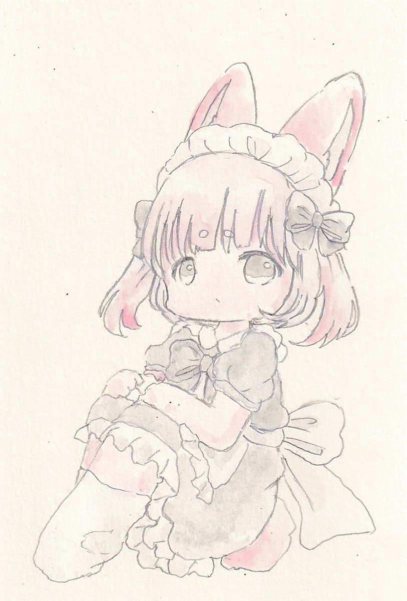 「メイドちゃん。#イラスト #絵描きさんと繋がりたい #透明水彩 #女の子イラスト」|けだまのイラスト