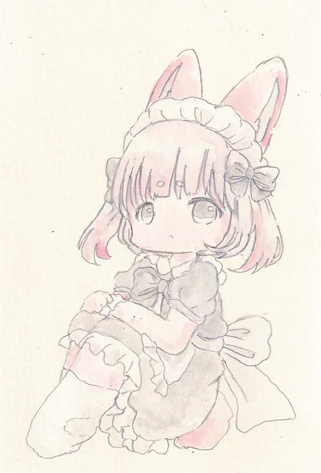 メイドちゃん。#イラスト #絵描きさんと繋がりたい #透明水彩 #女の子イラスト #イラスト好きな人と繋がりたい 
