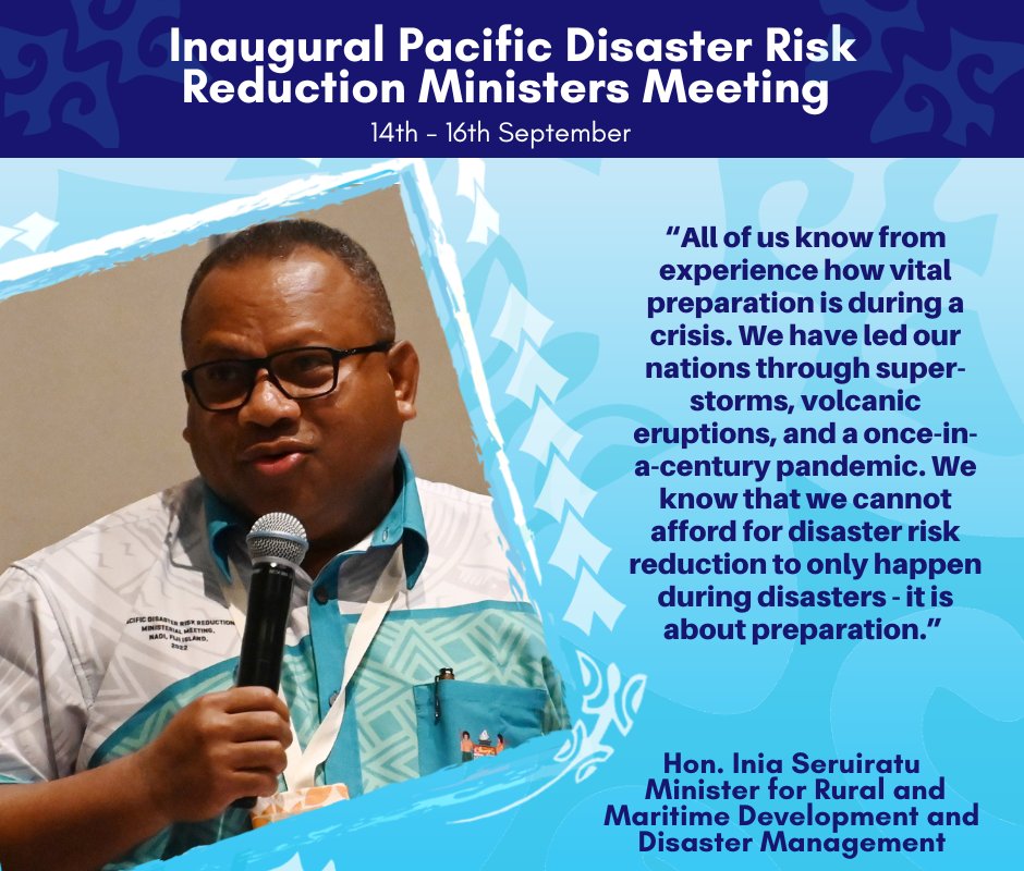📢Pacific Ministers recognise the importance of strong consistent leadership & commitment to resilience of the Blue Pacific at the inaugural #PacDRR Ministers Meeting that started in Nadi today. REAM MORE ⬇️ bit.ly/3qDh5CI