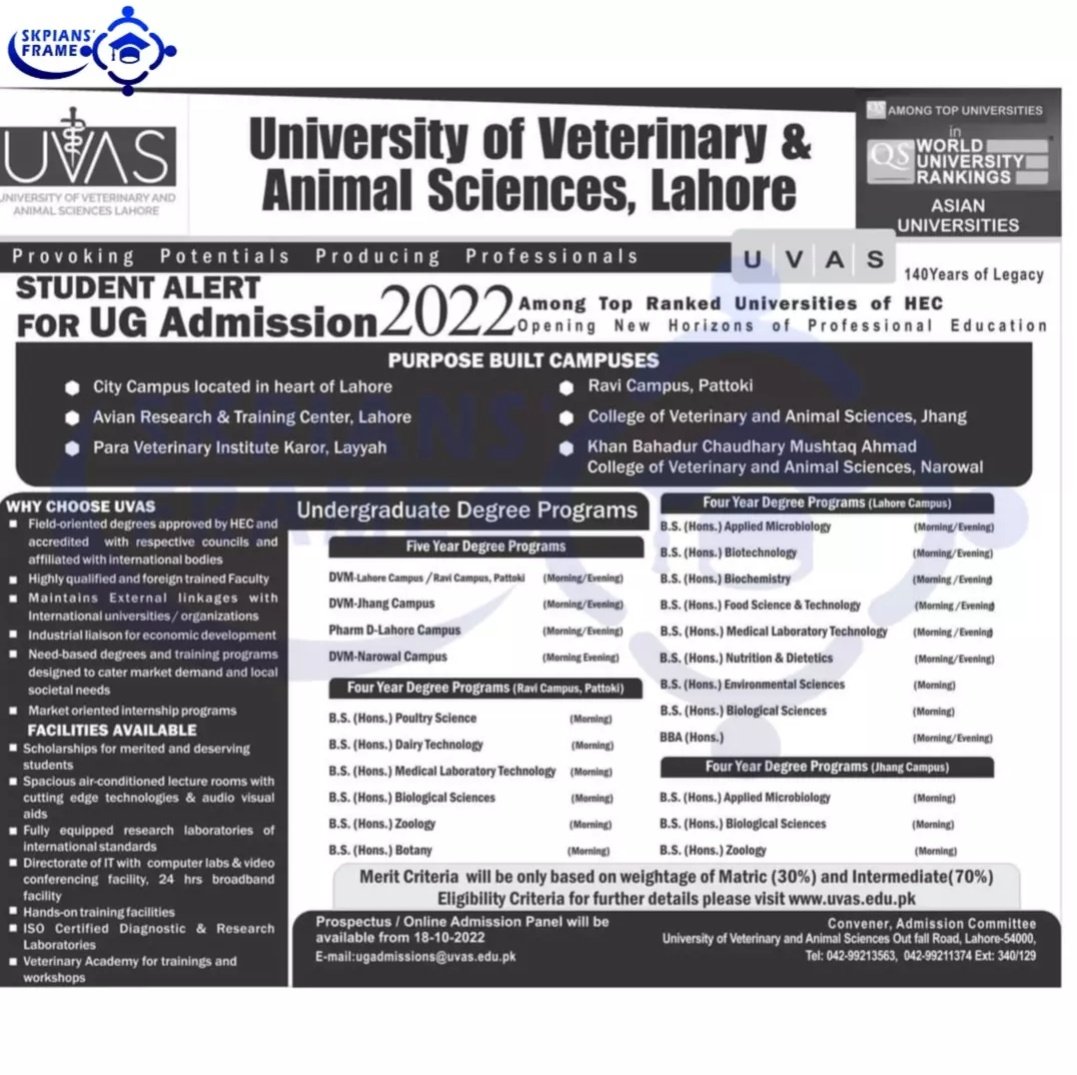 SkpiansFrame's tweet photo. Admission Announcement

#uvas
#admission2022 
#veteran 
#DVM 
#SkpianFrame
#letsbuildyouth 
#sheikhupura https://t.co/QWPtIqvTC5
