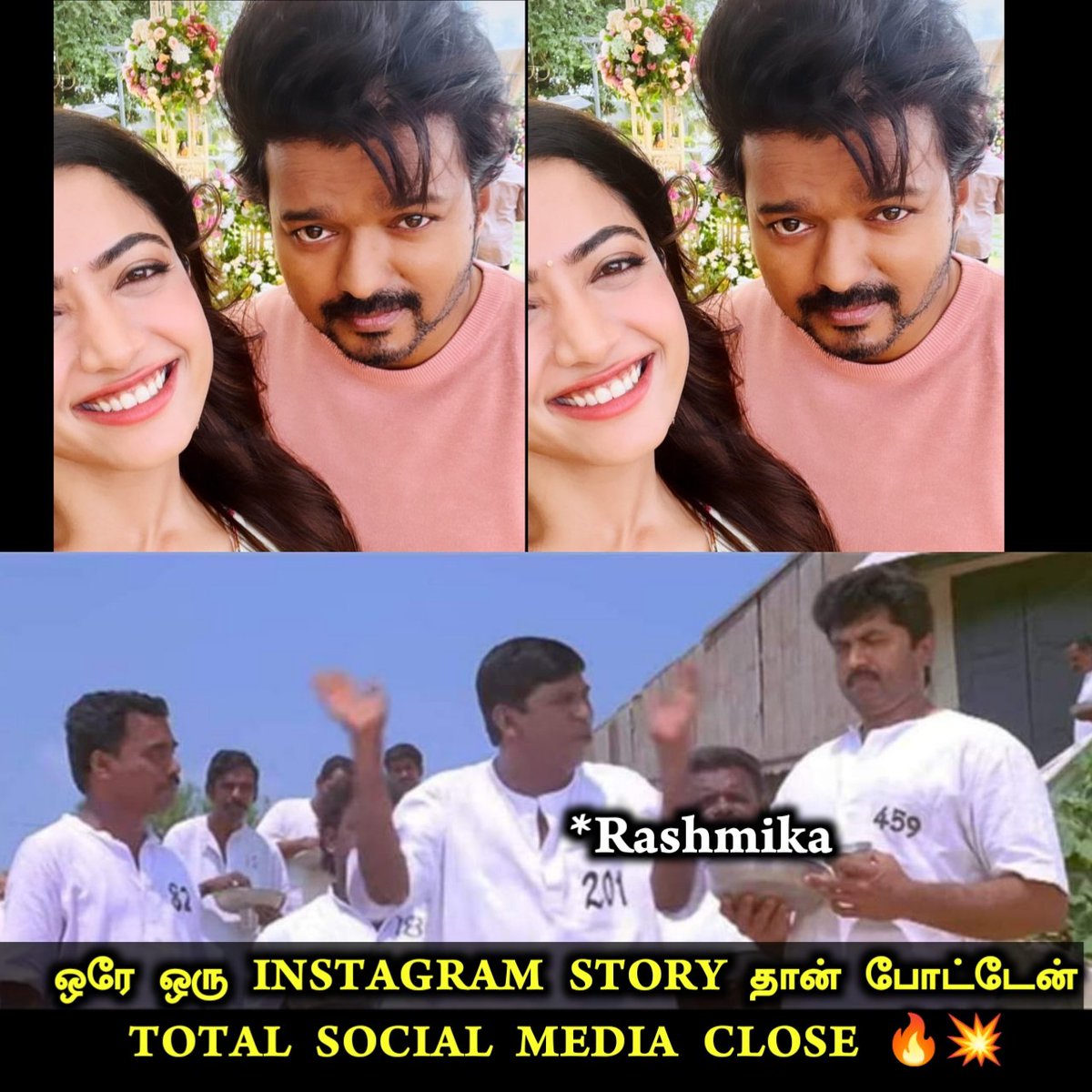 Tn21Memer's tweet photo. @iamRashmika now 😅

#Varisu @actorvijay https://t.co/ruCJRvI2ct
