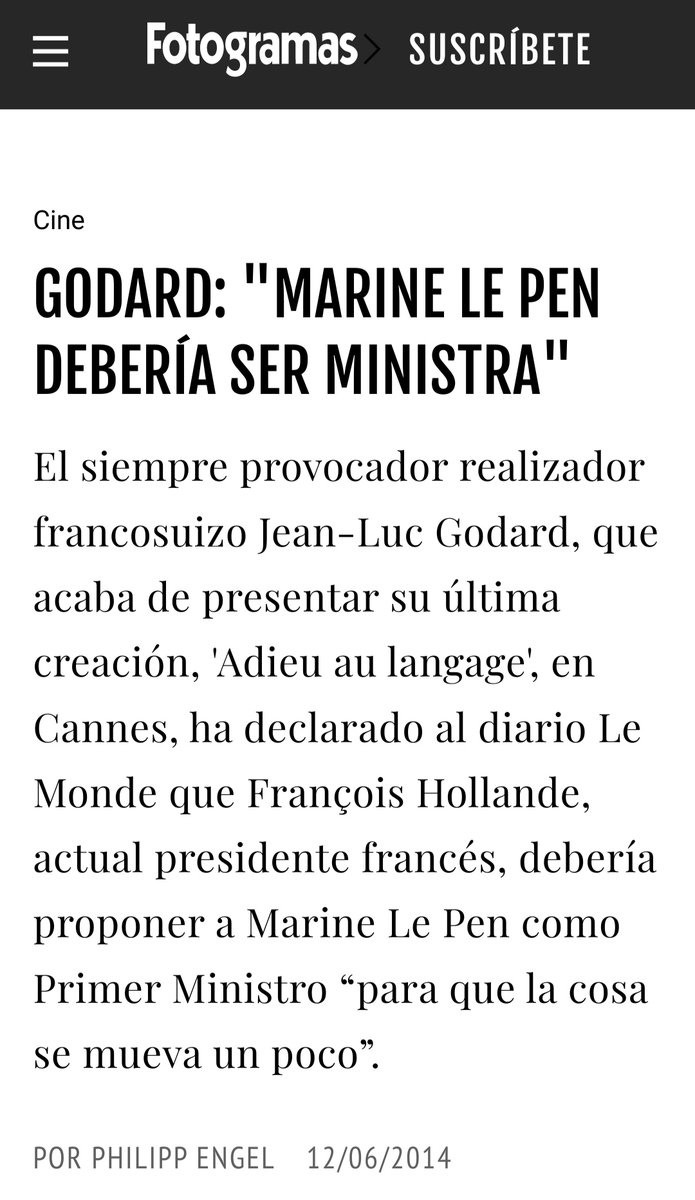 UnEntreTants's tweet photo. Godard, que com a bon "enfant-terrible" fou un dels primers que va donar suport a Marine Lepen... #enfi https://t.co/nPLJEy8cGB