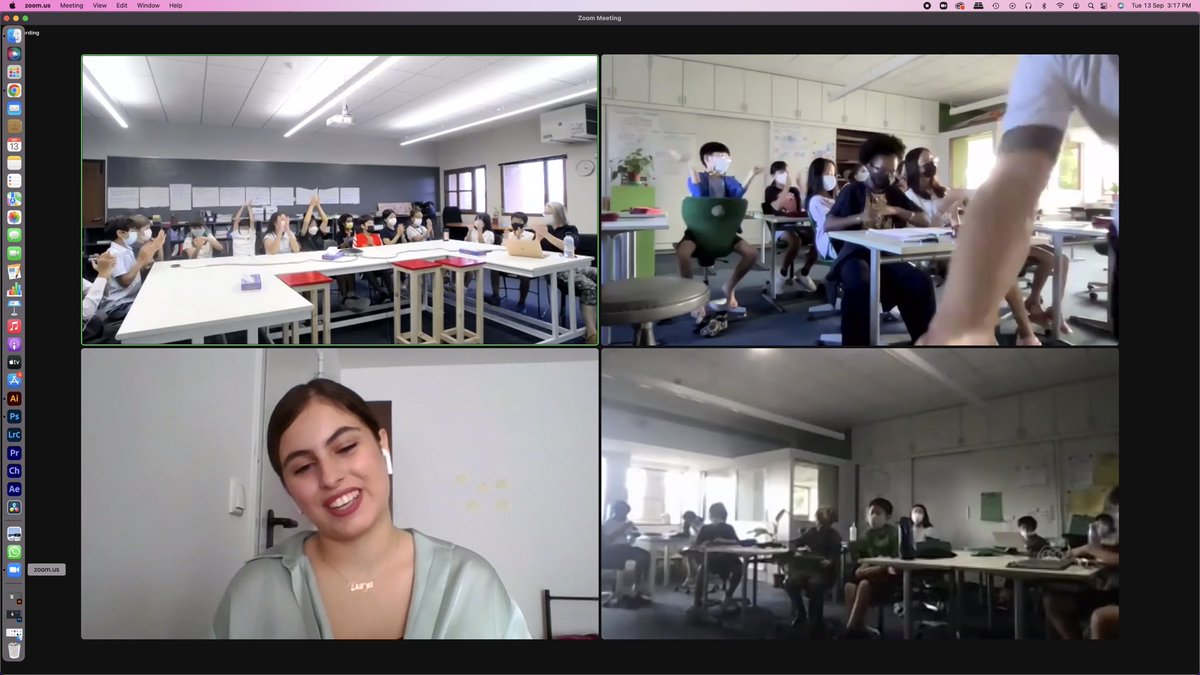 AISCElementary's tweet photo. #AISCGrade5 students had the opportunity to interview Darya, a refugee from Ukraine, for a deeper understanding of our human migration unit. Her courage is inspiring! #AISCElementary https://t.co/04xSzgGvEQ