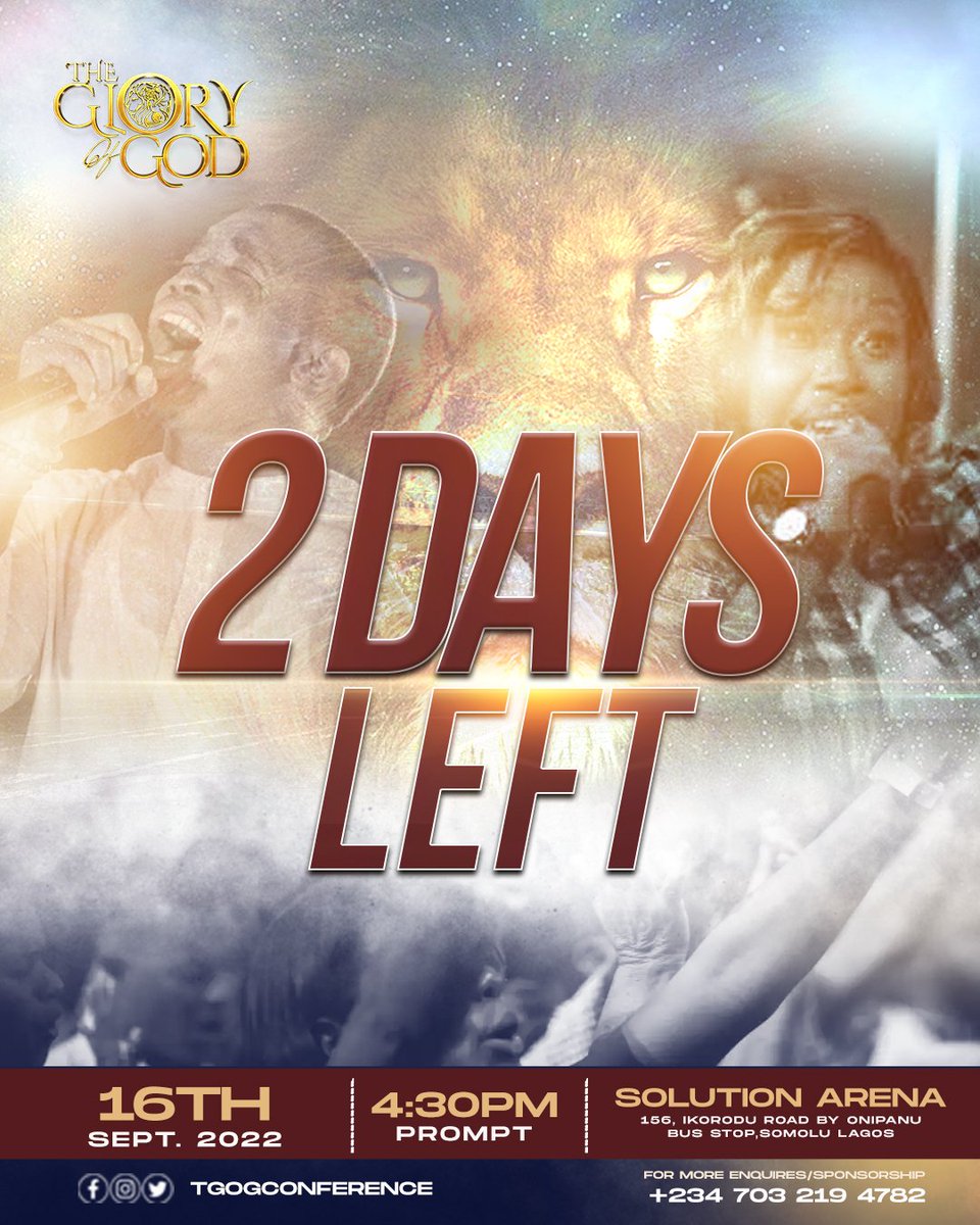 TGOGconference's tweet photo. IN 2DAYS TIME, WE WAIT, WE BEHOLD THE GLORY OF GOD!

#thegloryofgodconference 
#teamabbey 
#theophilussunday https://t.co/N8aR4WFJzA