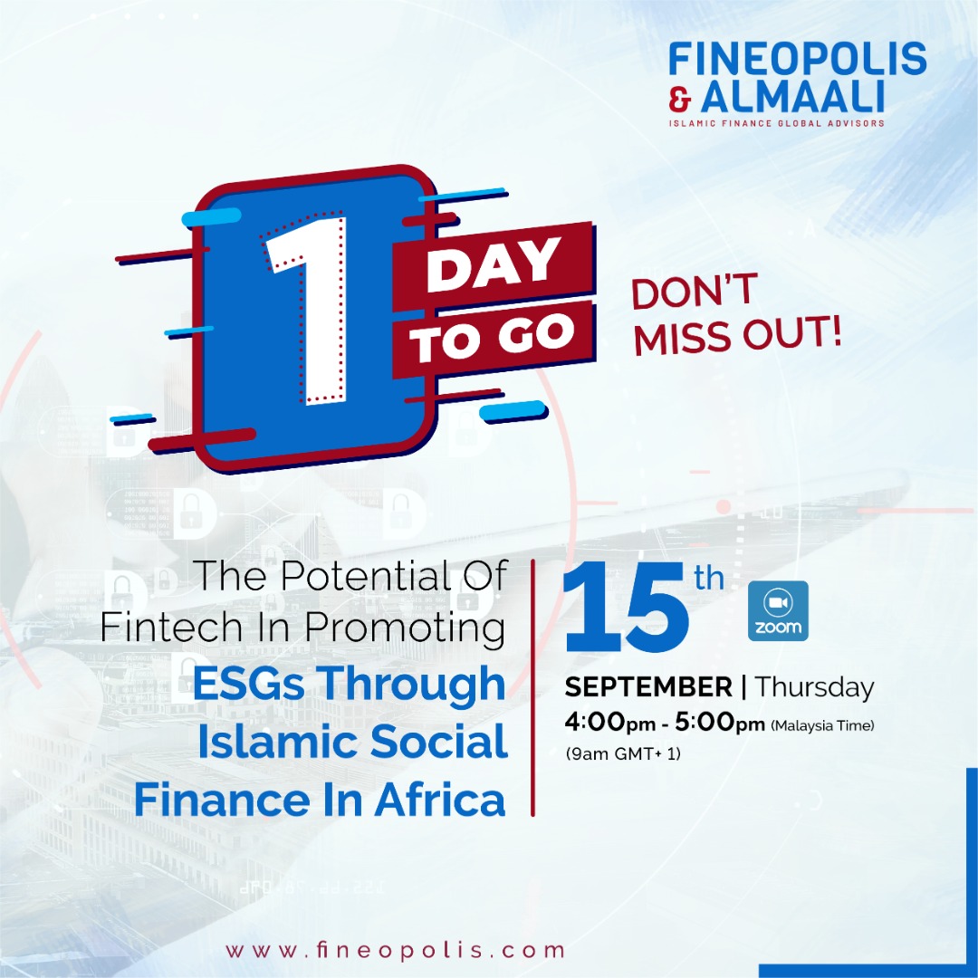 Finterra2u's tweet photo. 1 Day to go - Register NOW for the upcoming webinar entitled "The Potential of Fintech in Promoting ESGs through Islamic Social Finance in Africa" happening tomorrow 15th September 2022
Register:https://t.co/RwuFevuT2S
#finterra #fineopolis #almaali #halcapital #fintech #Africa https://t.co/1clBX3CLQo