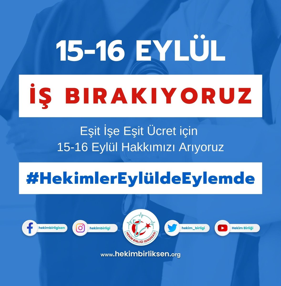 hekim_birligi's tweet photo. Haksız, hukuksuz, eşitliksiz, adil olmayan uygulamaları kabul etmiyor, kapsam dışı bırakılan hekimleri unutmuyoruz.
Eşit işe eşit ücret için 15-16 Eylül tarihlerinde iş bırakıyoruz
#HekimlerEylüldeEylemde https://t.co/dEYlVKto2I