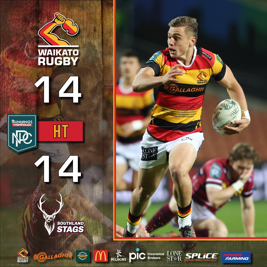 WaikatoRugby's tweet photo. HT l "Waa Hawhe" We will begin the second half the same way we began the first, all locked up.๐ช๐๐ฎ
14-14
#WAIvSOU
#WaikatoRugby #Mooloo101 #BunningsNPC https://t.co/GNcHDhdAUo