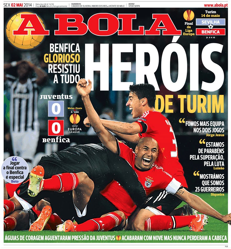 Hoje temos de ser novamente os heróis de Turim… 

Vencer a Juventus!
