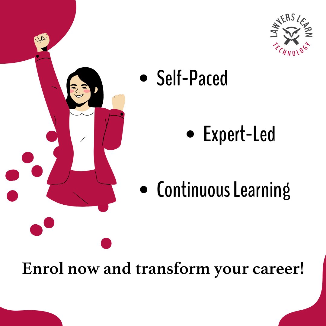 LawyersLearn's tweet photo. Are you a law student looking for a self-paced programme to upskill yourself?

Enrol in Lawyers Learn Technology and learn to use tech to become efficient lawyers!

Click https://t.co/1VnsTlAshw for the free preview!

#law #lawyer #lawyerslearn #lawstudent #codingforlawyers https://t.co/j1tgkeysOy