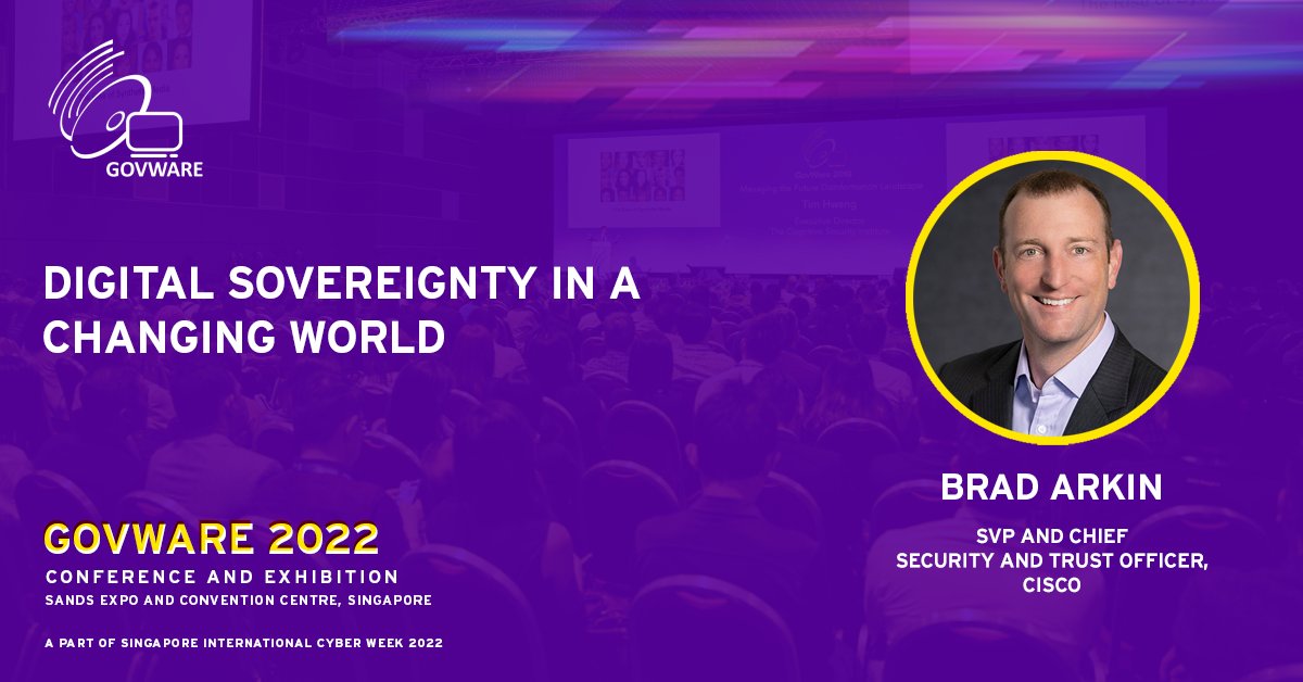 Don't miss Brad Arkin's keynote address at #GovWare 2022 where he discusses how #tradepolicy, COVID-19, #technologyregulations, and #supplychain challenges continue to shape our new business and security environment. 

Secure your Conference Pass now bit.ly/gw22-register-…