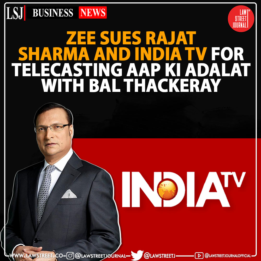 LawstreetJ's tweet photo. Zee sues #RajatSharma and India TV for telecasting 1993 episode of #AapKiAdalat with Bal Thackrey. @LawstreetJ @ZeeNews @RajatSharmaLive @indiatvnews #IndiaTV #BalThackrey #telecasting #litigation #copyright #telecasting #interview https://t.co/mj3IbhzQFC