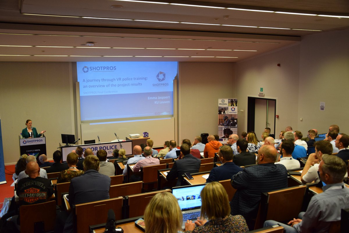 shotpros's tweet image. Emma Jaspaert, @KU_Leuven is speaking on behalf of our coordinator Markus Murtinger, @USECON about &quot;#SHOTPROS - a journey through VR police training&quot; 👮💪

#EUSecurityResearch