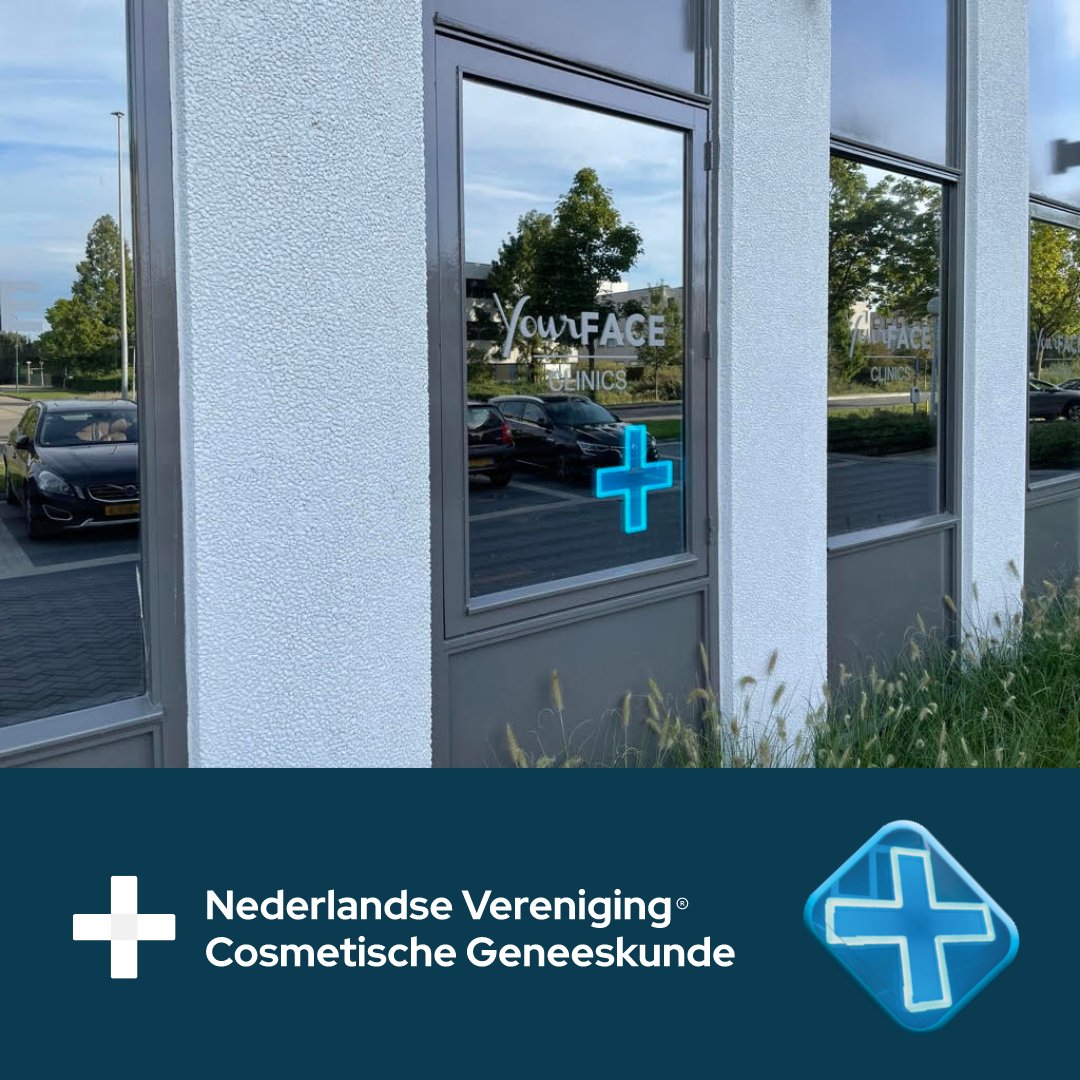 Het neon blue NVCG kruis staat voor kwaliteit en veiligheid. Hier zie je het kruis in actie bij een van de YourFACE Clinics. Je kan hier veilig terecht bij cosmetisch arts KNMG drs. Maarten Façee Schaeffer.

Ook in de spotlight op alle socials van de NVCG? Mail ons dan jouw foto.
