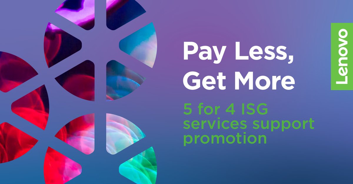 LenovoPartner's tweet photo. Check out the BRAND NEW Pay Less Get More – 5 for 4 ISG Services Support Promotion. Now offering Premier Services, the best level of support for our partners!
Learn more at https://t.co/UG5QBw0ljz #ChannelPartners #LenovoISGEMEA #PayLessGetMore https://t.co/ACf3Bkv8zk