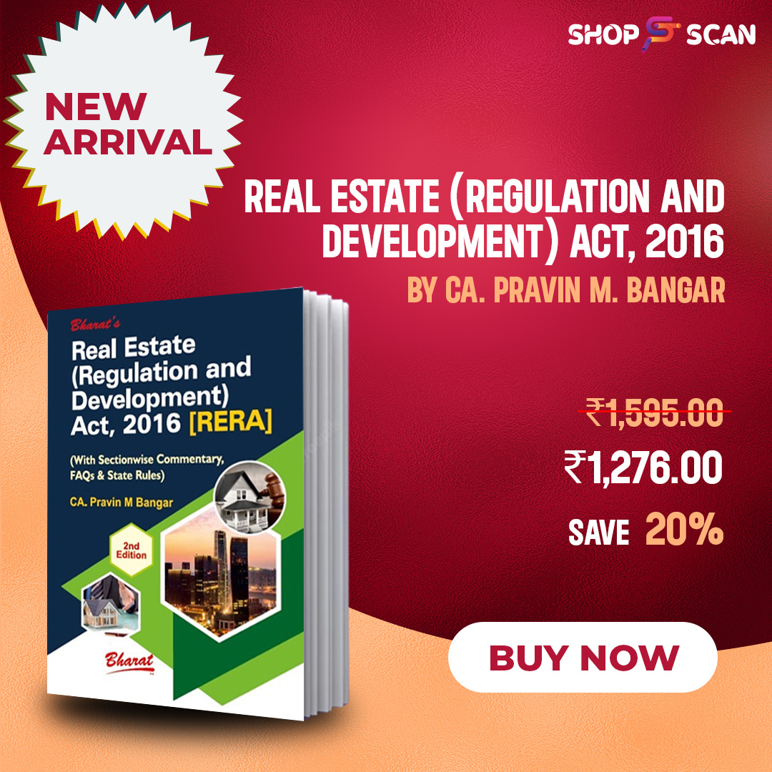 Real Estate (Regulation and Development) Act, 2016 by CA. Pravin M. Bangar

Buy Now With 20% Discount : shopscan.in/product/real-e…

#realestateact #realestateregulation #realestatedevelopment #realestateact2016 #taxation #law #lawbooks #tax #taxbooks #shopscan