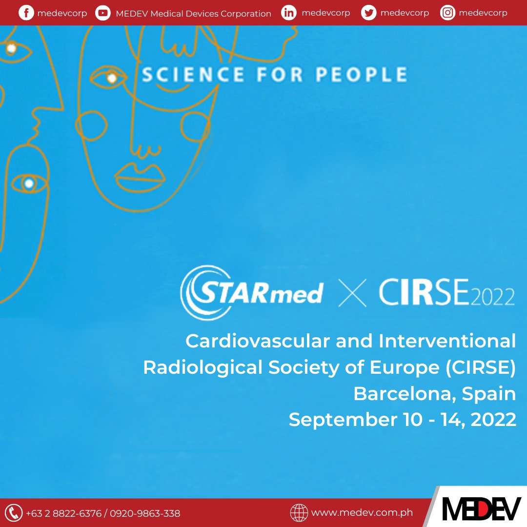 MEDEVCORP's tweet photo. Visit STARmed at the Cardiovascular and Interventional Radiological Society of Europe (CIRSE) - Booth No. 41 in Barcelona, Spain today, September 14! #STARmed #CIRSE2022 https://t.co/CqaeNw3J71