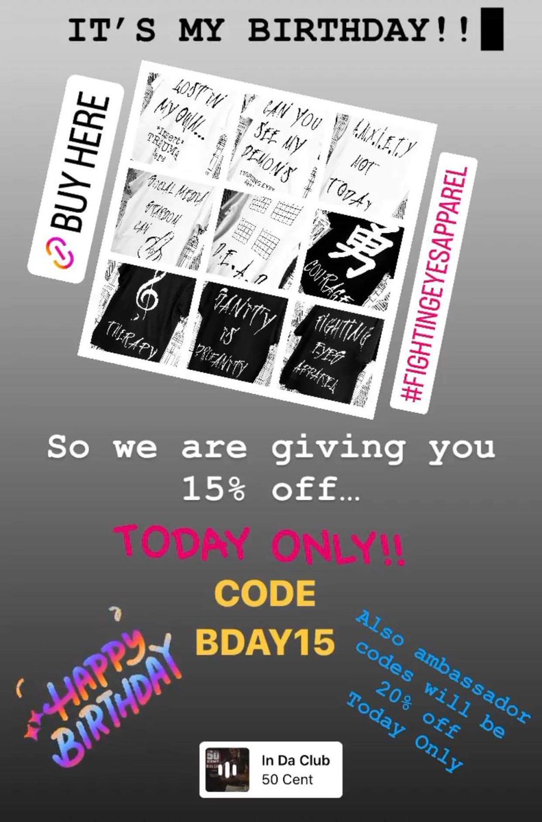 FightingEyes's tweet photo. 15% OFF using Code: BDAY15
https://t.co/zXQV9zhmjJ

#smallbusinessowners #onlineshopping #ClothingBrand #clothingstore #birthday #discount #treatyourself #fightingeyes #fightingeyesapparel https://t.co/NUAbGKbTAy