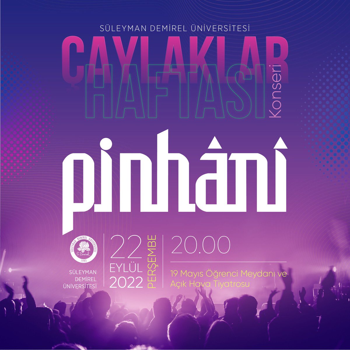 Yeni döneme Pinhani ile “Merhaba” diyoruz 🎶 Çaylaklar Konseri, 22 Eylül Perşembe günü saat 20.00’de 19 Mayıs Açık Hava Tiyatrosu ve Öğrenci Meydanında gerçekleştirilecek. @PinhaniTakip