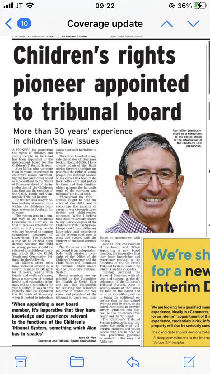 stpierjane's tweet photo. Many thanks @GuernseyPress for coverage of the appointment if Alan Miller to @ConvenorCYCT board. We are lucky to have secured Alan’s great expertise and experience, and very much look@forward to working together. #ChangingOutcomes https://t.co/ZSKfF5fT0Z