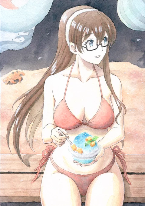 大淀 #アナログ #透明水彩 #艦これ #大淀(艦隊これくしょん)  