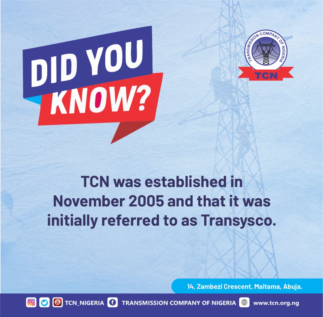 TCN_NIGERIA's tweet photo. How much did you know about TCN?

@TCN_NIGERIA only interfaces with the Power Generation Companies, the GenCos and the Power Distribution Companies, the DisCos.

We DO NOT supply electricity to homes and offices.
#tcnnigeria
#TCNCares
#electricity
#power
#transmission
#awareness https://t.co/32w9b2qj52