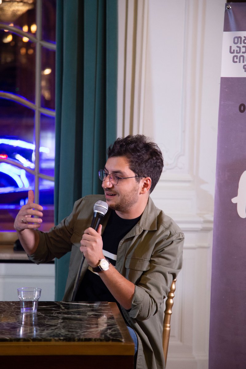 EUinGeorgia's tweet photo. At Tbilisi International Festival of Literature, Georgian readers met local author Iva Pezuashvili, winner of EU Prize for Literature 2022. He spoke about his #EUPL2022 winner book "A Garbage Chute". Photos👇
Watch https://t.co/waDeFUI6og 
@EUPLPrize @cedgeorgia @europe_creative https://t.co/VGmYgiXrS6