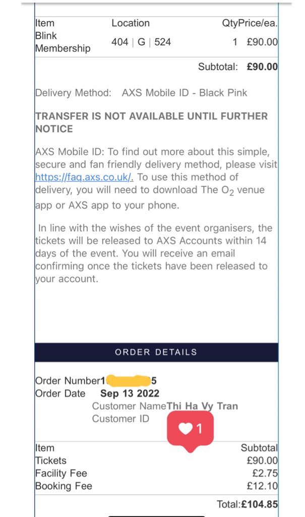 2itsvyyy's tweet photo. BLACKPINK “BORN PINK” concert in London 
DAY 1 - 30/11

I have 1 seating ticket 404-G with the total price fee included and membership fee £110.
#BLACKPINK #BLACKPINKconcert #blackpinkinlondon #london #BORNPINK #BORNPINKTOUR https://t.co/BwfdTjDoHG