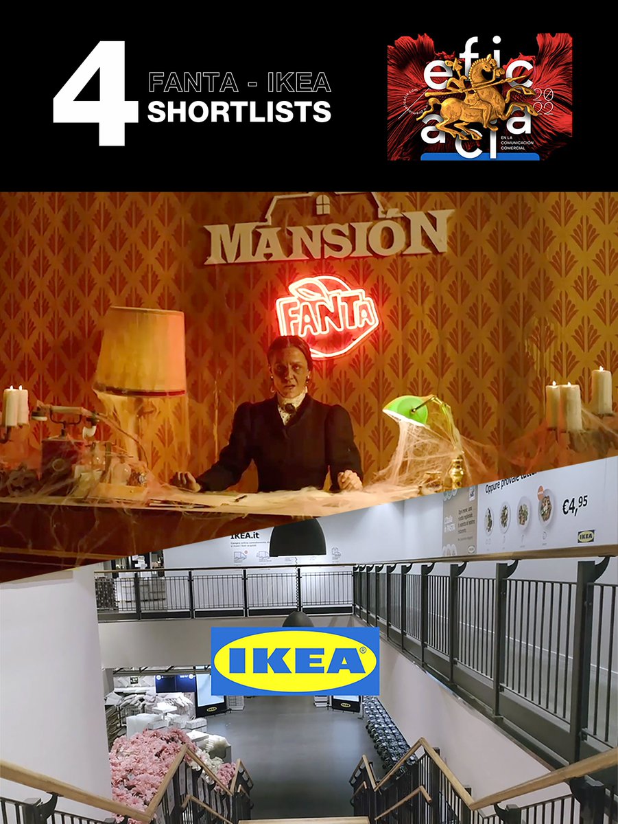 Tenemos 4 shortlists en <a href="/PremiosEficacia/">Premios Eficacia</a>:

🏆 Mejor acción Branded Content – Fanta Fantasmagoric Night
🏆 Mejor acción táctica – Fanta Fantasmagoric Night
🏆 Mejor campaña presupuesto inferior 250.000 - IKEA en Directo
🏆 Mejor acción táctica - IKEA en Directo

 Congrats team!