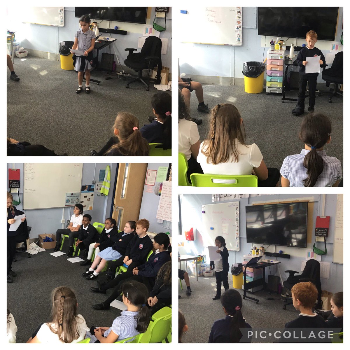 Y4Barton's tweet photo. Yesterday, the children wrote their ambassador and school council speeches, explaining why they are right for the role. 
This Morning, the new ambassadors were announced. 
All of the speeches were amazing, every child should be very proud of themselves. 👏🏻
#responsibilities https://t.co/94QxD6Zsr2