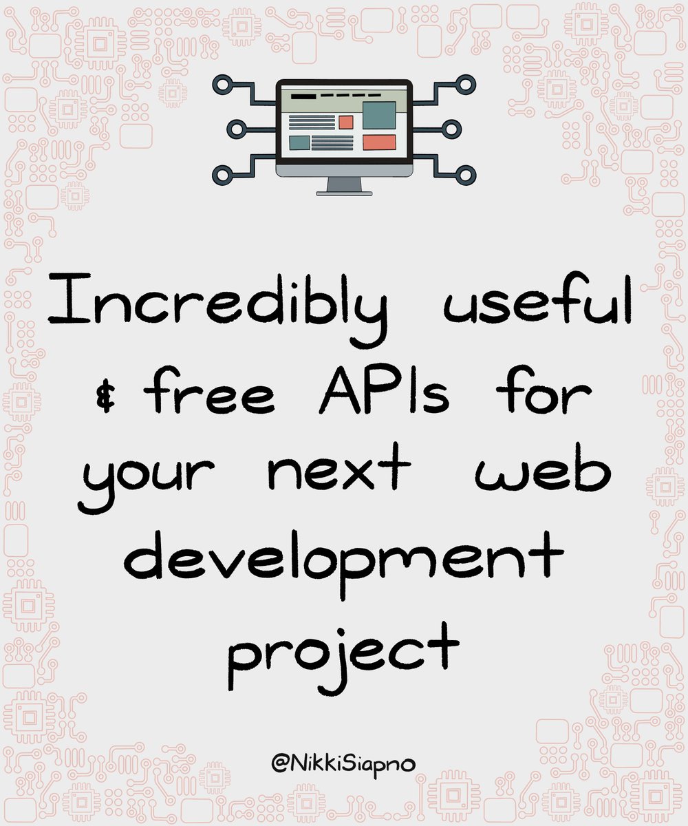 NikkiSiapno's tweet image. Incredibly Useful and Free APIs For Your Next Web Development / Programming Project 🧵👇