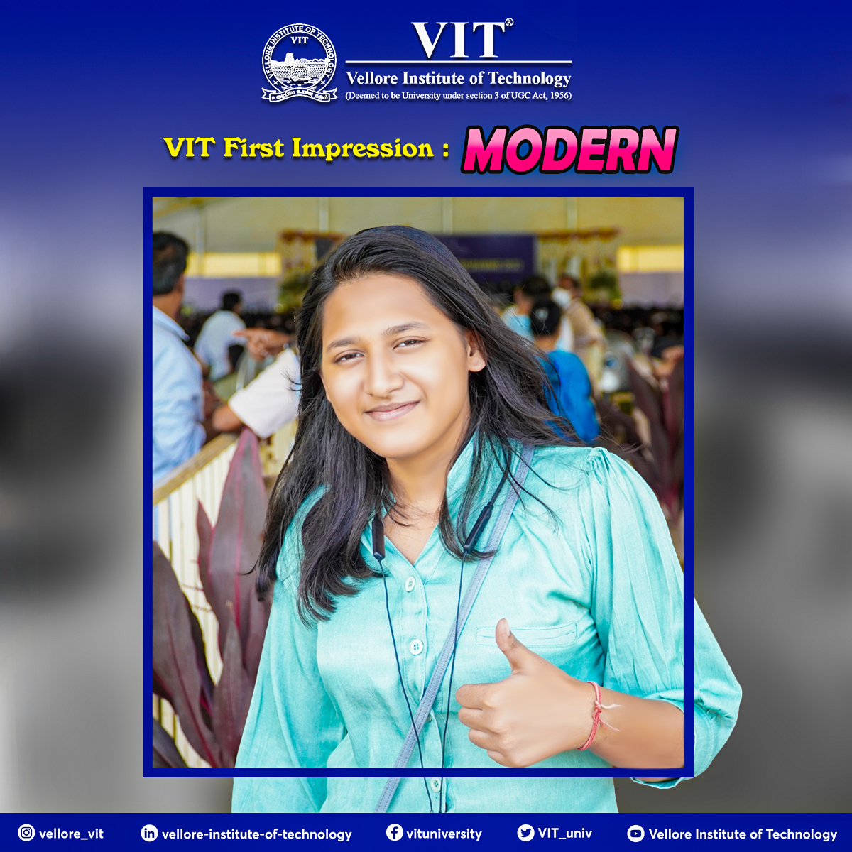 VIT_univ's tweet photo. #Freshman Isha Agrawal from Varanasi who has joined https://t.co/vPP0VU3J3X Computer Science and Engineering and Business Systems from the #classof2026 says that #VIT is "Modern"!
Pic Credit: Harsha, Photography Club
#HelloVIT #VelloreInstituteofTechnology #WelcomeToVIT #Freshers https://t.co/RCJv0M0sLh