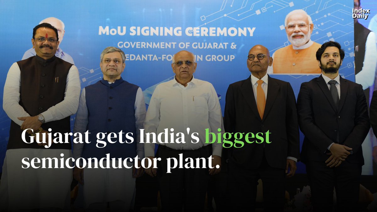 index_daily's tweet photo. Indian mining giant Vedanta has selected Gujarat to build its semiconductor plant. With this plant, Gujarat is getting one of the biggest investments and a sure-shot place in India’s semiconductor push.

A thread 🧵 - 1/10

#semidonductor #Gujarat #investment #technology https://t.co/3VuXjt4wvJ