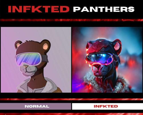 rickysagee's tweet photo. Midnight Panthers have collaboration with INFKTED! 
It's an upcoming AI based project! 🥂

#ItsTime (00:00)

@MidnightPanthrs x @InfktedNFT https://t.co/TlcNWpWMoD