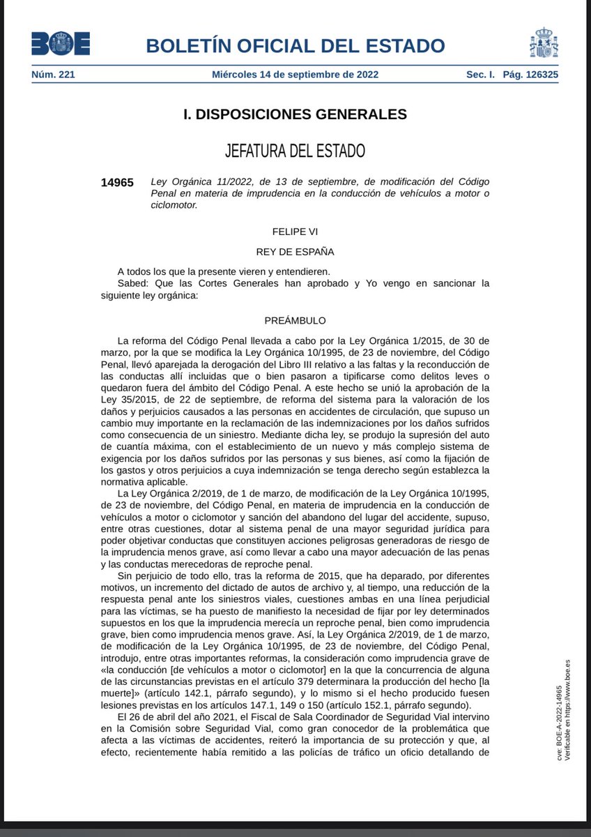 ACPspain's tweet photo. Mañana entra en vigor la reforma del Código Penal publicada hoy en el BOE en la cual la Asociación de ciclistas profesionales ACP ha tenido una participación decisiva en su redacción en defensa del colectivo ciclista. https://t.co/2HftMH5SIN