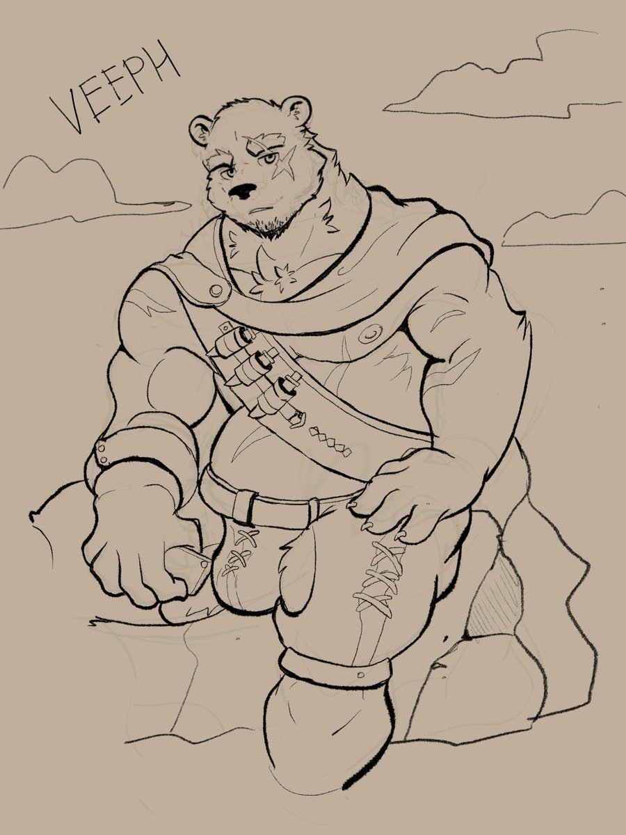 CurryCatz's tweet photo. Quick sketch of veeph the bear from familiar spirit. 
#bear #furry #bara https://t.co/vks3BWIpf6