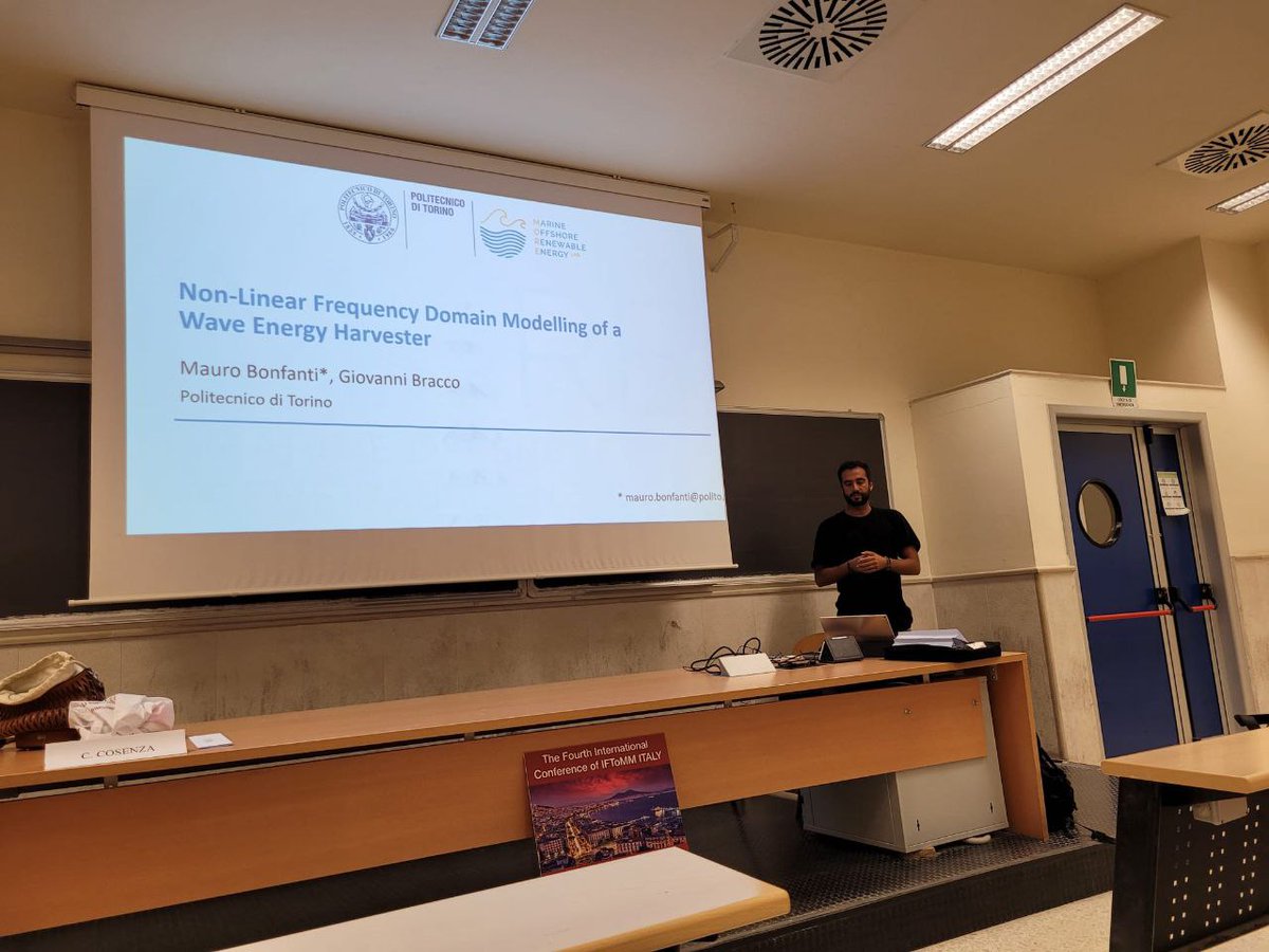 MOREnergyLab's tweet photo. Our researchers Mauro and Giuseppe took turns during the IFIT 2022 program, at "4th International #Conference of #IFToMM ITALY" in #Naples, to consolidate the #research done and present new systems that we are deepening.
#wec #energy #waveenergy #engineering #wave #wind #marine https://t.co/VBe3Gt0L97